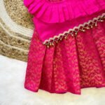 Pink Color Banarasi Skirt & One side Frill Silk Cotton Top (Pre Booking)