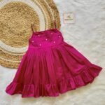Magenta Pink Silk Frock with Strap Sleeves (Ready to Dispatch) Midi Length