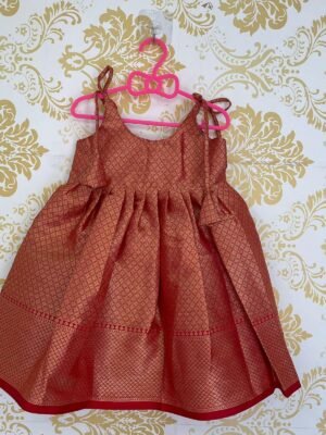 Indian Red Kanchi Silk Frock - Knee Length (Ready to Dispatch)