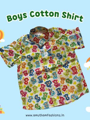 Super Comfortable and Stylish 100% Cotton Kids Shirt - Funny Monkey Print