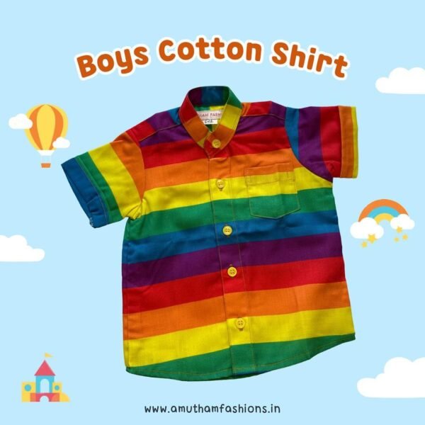 Super Comfortable and Stylish 100% Cotton Kids Shirt - Multi-Color Striped Print