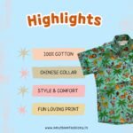 Super Comfortable and Stylish 100% Cotton Kids Shirt with Cotton Veshti Golden Zari - Jungle Print