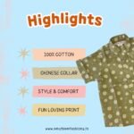 Super Comfortable and Stylish 100% Cotton Kids Shirt with Cotton Veshti Golden Zari - Green Daisy Print