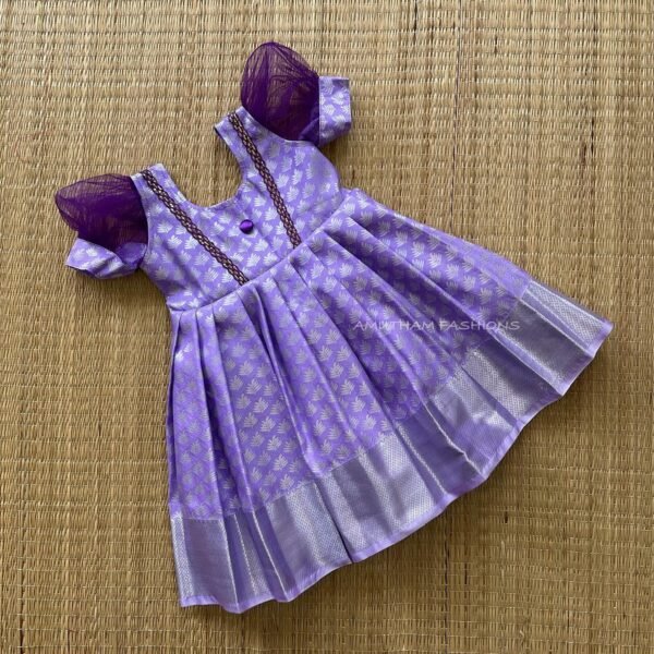 Lavender & Purple Net Sleeves Kanchipuram Frock (Pre Booking)