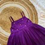 Voilet Silk Frock with Strap Sleeves - Midi Length (Ready to Dispatch)