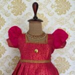 Traditional South Indian Pink Kanchipuram Pattu Frock for you Little Girl (Ready to Dispatch)
