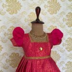 Traditional South Indian Pink Kanchipuram Pattu Frock for you Little Girl (Ready to Dispatch)
