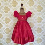 Traditional South Indian Pink Kanchipuram Pattu Frock for you Little Girl (Ready to Dispatch)