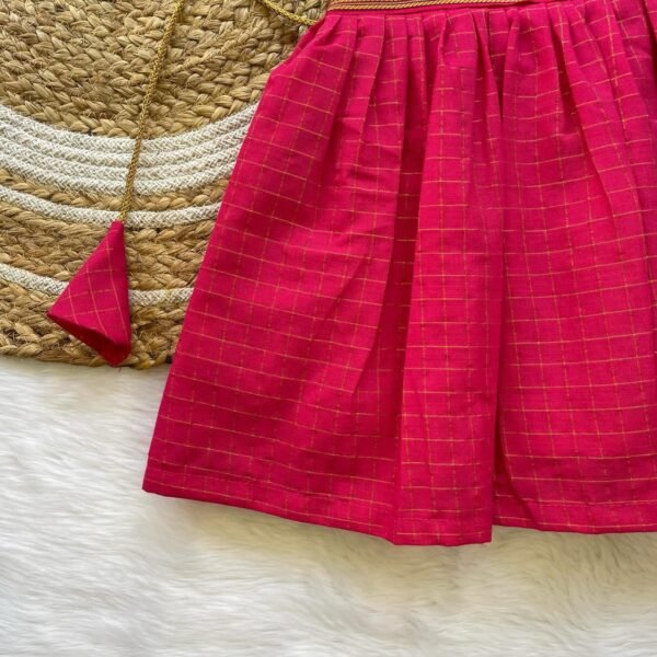 Rani Pink Pure Sungudi Cotton Frock - Knee Length (Pre Booking)