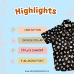Super Comfortable and Stylish 100% Cotton Kids Shirt - Black Daisy Print