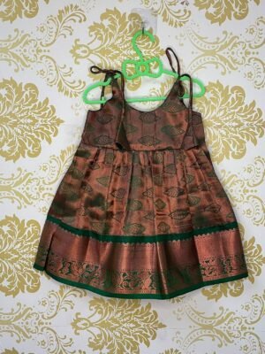 Dark Green Pattu Frock - Midi Length (Ready to Dispatch)