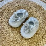 Handmade Baby Booties - Silver Color (New born to 9m Size) Model 9