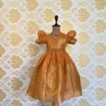 Orange Premium Tissue Silk Frock with detachable Duppata (Golden Zari) (Pre Booking)