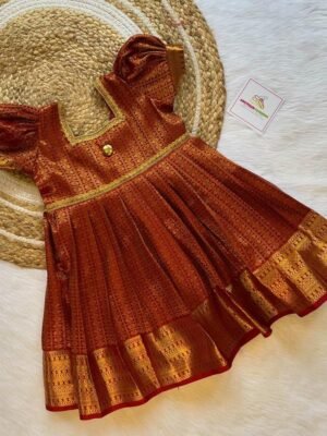 Maroon Color Kanchipattu Frock (Ready to Dispatch)