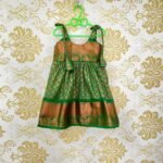 Dark Green pattu knot Frock with Zari Border - Midi length (Ready To Dispatch)