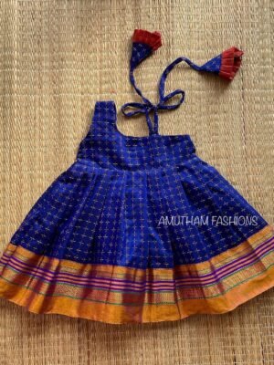 Rich & Traditional Poonkuyil Cotton Blended Pattu Frock (Dark Blue) - (Pre Booking)