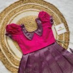 Dark Purple & Pink Kanchipuram Silver Zari Pattu Paavadai & Sattai (Ready to Dispatch)