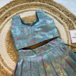 Pastel Blue Premium Banaras Pattu Paavadai & Top (Pre Booking)