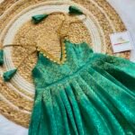 Ramar Green Brocade Silk Knot Frock (Ready to Dispatch)