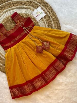 Yellow & Red Kalyani Sleeveless Frock (Ready to Dispatch)