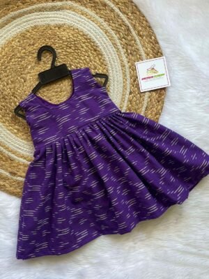 Purple Ikkat Cotton Frock - Sleeveless (Pre-Booking)