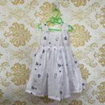 White Cute Printed Cotton Frock - Sleeveless (Ready to Dispatch)