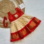 Budget Friendly Silk Cotton Frock - Red & Cream Combo (Pre Booking)
