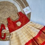 Budget Friendly Silk Cotton Frock - Red & Cream Combo (Pre Booking)