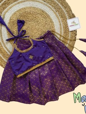 Voilet Brocade Silk Paavadai & Sattai (Pre Booking)