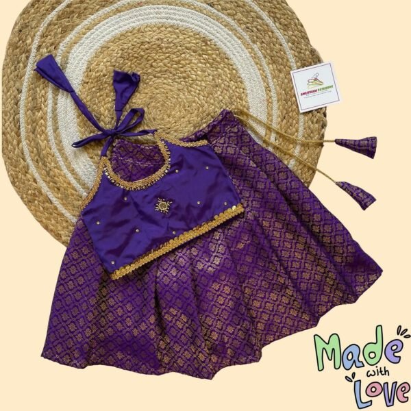 Voilet Brocade Silk Paavadai & Sattai (Pre Booking)
