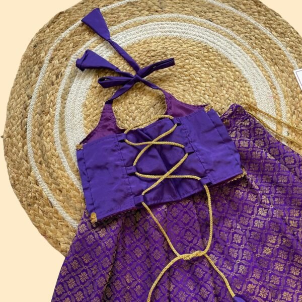 Voilet Brocade Silk Paavadai & Sattai (Pre Booking)
