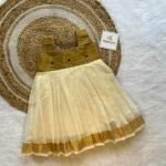 Golden Tissue mixed with Kasavu Cotton Fabric - Maroon Beads Work (Ready to Dispatch)