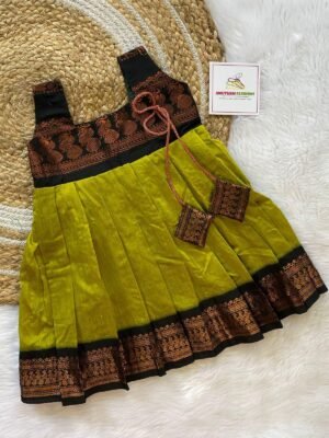 Light Green & Black Kalyani Sleeveless Frock (Ready to Dispatch)