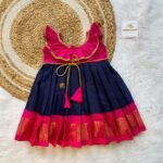 Dark Blue & Pink  Kadiyal Silk Frock (Ready to Dispatch)