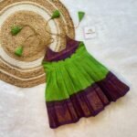 Light Green & Voilet Combo Sungudi Cotton Frock (Ready to Dispatch)