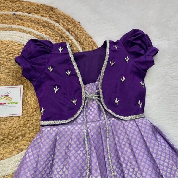 Lavender & Purple Kanchipattu Frock with Jacket and Matching Saree (Ready to Dispatch)