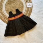 Black Pure Sungudi Cotton Frock - Knee Length (Pre Booking)