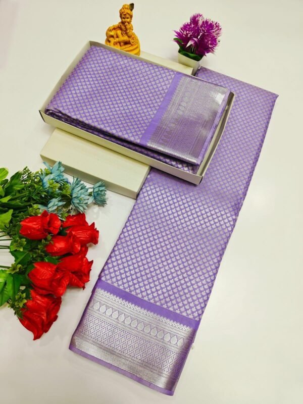 Lavender & Purple Kanchipattu Frock with Jacket and Matching Saree (Ready to Dispatch)