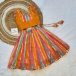 Multi Color Semi Banarasi Skirt & Mustard yellow raw silk top - (Ready to Dispatch)