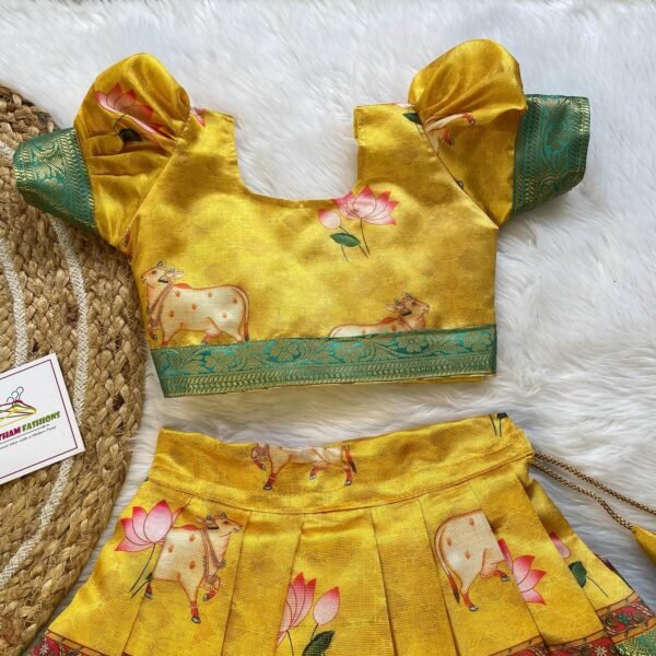 Yellow & Ramar Green Pichwai Silk Lehenga Set for Cute Divas - (Ready to Dispatch)