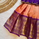 Premium Semi Kanchipattu Grand Aariwork Lehenga Set in Voilet & Peach Combo - (Pre Booking)