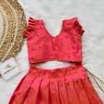 Peachy Pink Paithani Silk Paavadai & Sattai - (Ready to Dispatch)