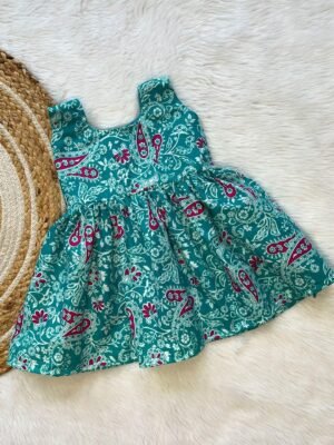 Light Blue Pure Cotton Sleeveless Frock (Pre-Booking)