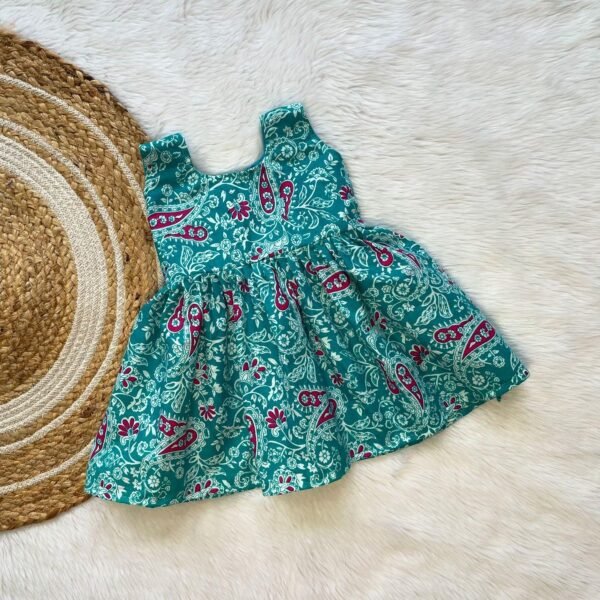 Light Blue Pure Cotton Sleeveless Frock (Pre-Booking)