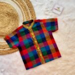 Multi Color Checked Boys Ethnic Cotton Shirt for Kids (Pre-Booking)