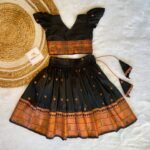 Black Color Pure Paithani Silk Copper Zari Weaving Paavadai & Sattai - (Ready to Dispatch)