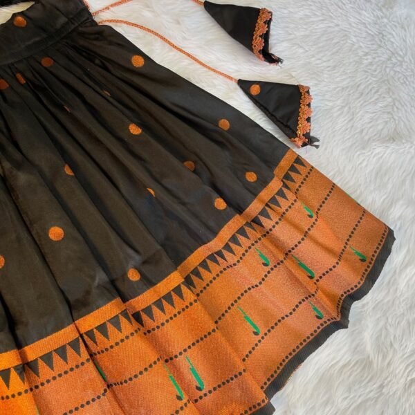 Black Color Pure Paithani Silk Copper Zari Weaving Paavadai & Sattai - (Ready to Dispatch)