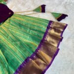 Premium Semi Kanchipattu Short Border Paavadai and Sattai - Pastel Green & Voilet Combo - (Ready to Dispatch)