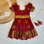 Dark Maroon Color Mugavai Pattu Paavadai & Sattai (Pre Booking)