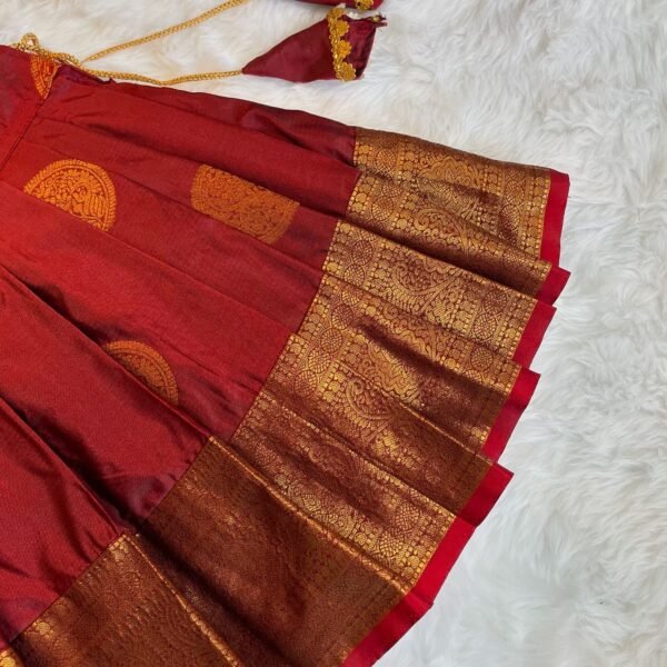Dark Maroon Color Mugavai Pattu Paavadai & Sattai (Pre Booking)